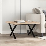 vidaXL Masă de cafea, cadru X, 60x60x40,5 cm, lemn masiv pin și Oţel
