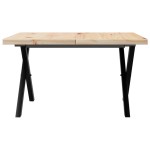 vidaXL Masă de cafea, cadru X, 60x60x40,5 cm, lemn masiv pin și Oţel