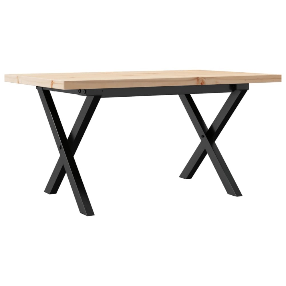 vidaXL Masă de cafea, cadru X, 80x50x40,5 cm, lemn masiv pin și Oţel