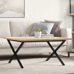 vidaXL Masă de cafea, cadru X, 80x80x45,5 cm, lemn masiv pin și Oţel