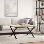 vidaXL Masă de cafea, cadru X, 80x80x45,5 cm, lemn masiv pin și Oţel