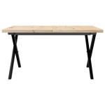 vidaXL Masă de cafea, cadru X, 80x80x45,5 cm, lemn masiv pin și Oţel