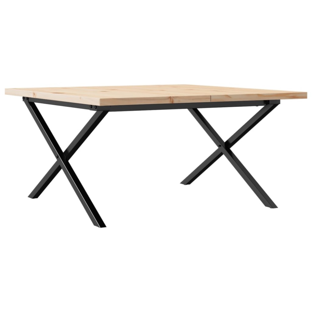 vidaXL Masă de cafea, cadru X, 90x90x45,5 cm, lemn masiv pin și Oţel