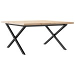vidaXL Masă de cafea, cadru X, 90x90x45,5 cm, lemn masiv pin și Oţel
