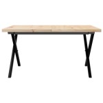vidaXL Masă de cafea, cadru X, 90x90x45,5 cm, lemn masiv pin și Oţel