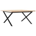 vidaXL Masă de cafea, cadru X, 90x90x45,5 cm, lemn masiv pin și Oţel