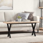 vidaXL Masă de cafea, cadru X, 110x40x45,5 cm, lemn masiv pin și Oţel