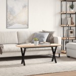 vidaXL Masă de cafea, cadru X, 110x40x45,5 cm, lemn masiv pin și Oţel