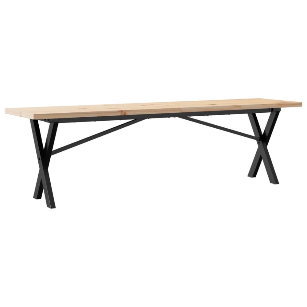vidaXL Masă de cafea, cadru X, 160x40x45,5 cm, lemn masiv pin și Oţel