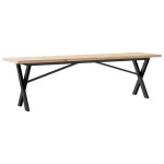 vidaXL Masă de cafea, cadru X, 160x40x45,5 cm, lemn masiv pin și Oţel