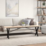vidaXL Masă de cafea, cadru X, 160x40x45,5 cm, lemn masiv pin și Oţel
