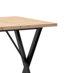 vidaXL Masă bucătărie, cadru X, 70x70x75,5 cm lemn masiv pin și Oţel