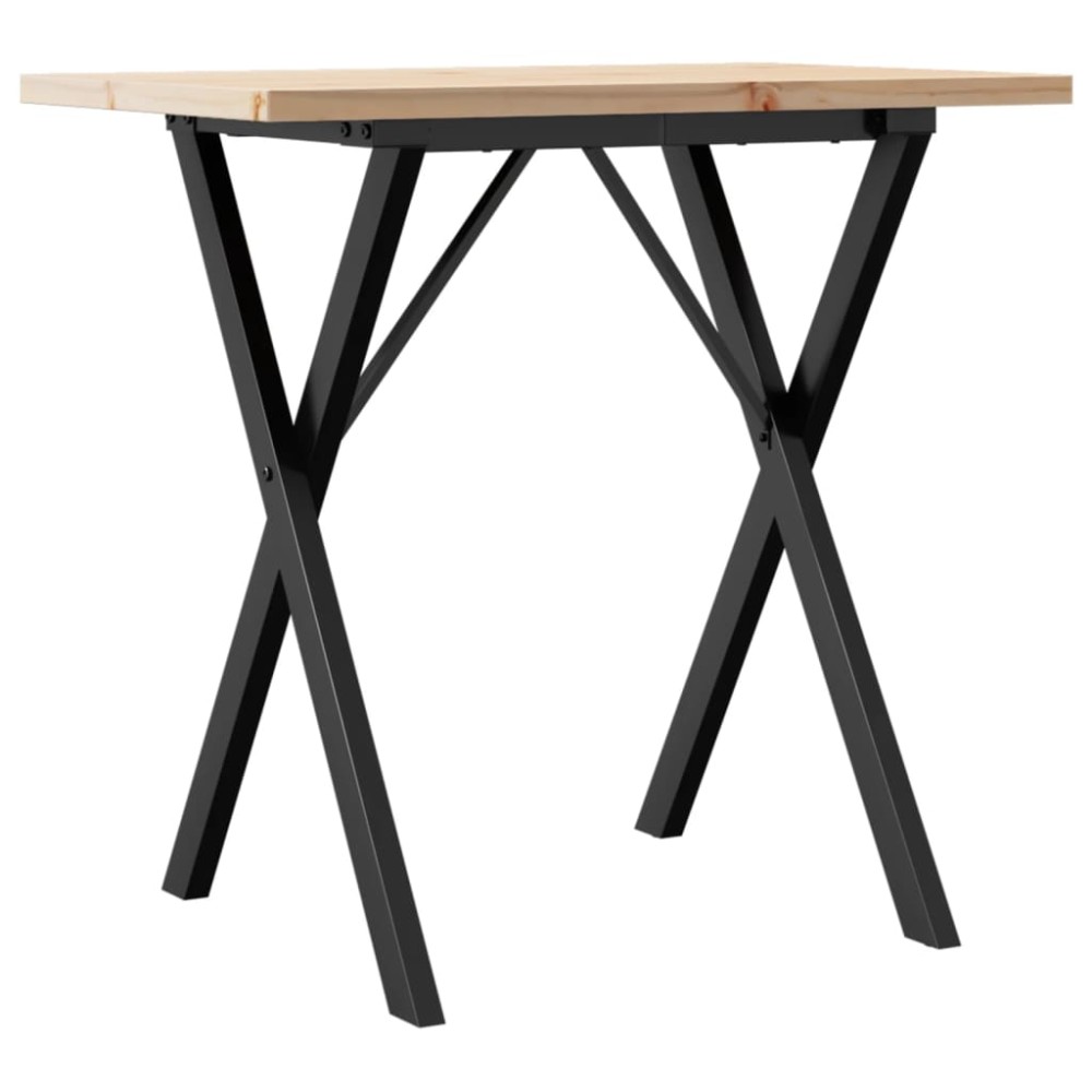 vidaXL Masă bucătărie, cadru X, 80x50x75,5 cm lemn masiv pin și Oţel