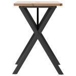 vidaXL Masă bucătărie, cadru X, 80x50x75,5 cm lemn masiv pin și Oţel