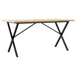 vidaXL Masă bucătărie, cadru X, 140x80x75,5 cm lemn masiv pin și Oţel
