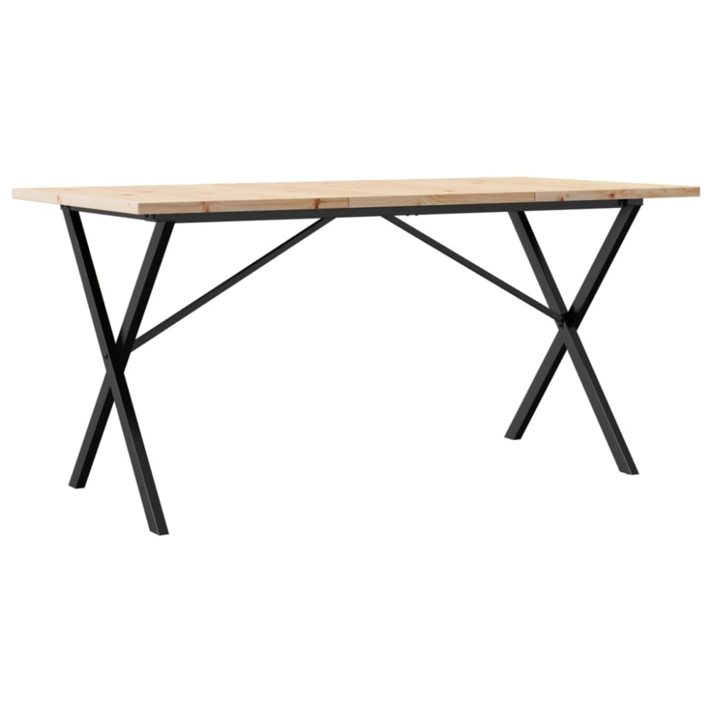 vidaXL Masă bucătărie, cadru X, 160x80x75,5 cm lemn masiv pin și Oţel