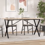 vidaXL Masă bucătărie, cadru X, 160x80x75,5 cm lemn masiv pin și Oţel