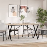 vidaXL Masă bucătărie, cadru X, 160x80x75,5 cm lemn masiv pin și Oţel
