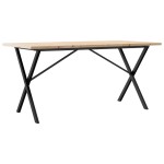 vidaXL Masă bucătărie, cadru X, 160x80x75,5 cm lemn masiv pin și Oţel