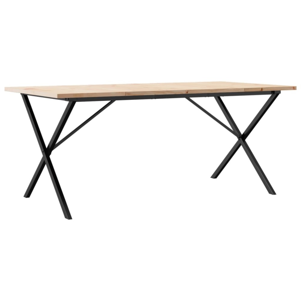 vidaXL Masă bucătărie, cadru X, 180x90x75,5 cm lemn masiv pin și Oţel