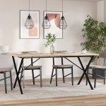 vidaXL Masă bucătărie, cadru X, 180x90x75,5 cm lemn masiv pin și Oţel vidaXL Masă bucătărie, cadru X, 180x90x75,5 cm lemn masiv pin și Oţel