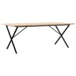 vidaXL Masă bucătărie, cadru X, 200x100x75,5cm lemn masiv pin și Oţel vidaXL Masă bucătărie, cadru X, 200x100x75,5cm lemn masiv pin și Oţel