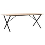 vidaXL Masă bucătărie, cadru X, 200x100x75,5cm lemn masiv pin și Oţel vidaXL Masă bucătărie, cadru X, 200x100x75,5cm lemn masiv pin și Oţel
