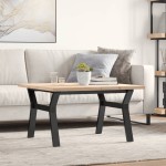 vidaXL Masă de cafea, cadru Y, 80x80x45,5 cm, lemn masiv pin și Oţel