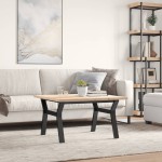 vidaXL Masă de cafea, cadru Y, 80x80x45,5 cm, lemn masiv pin și Oţel