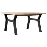 vidaXL Masă de cafea, cadru Y, 80x80x45,5 cm, lemn masiv pin și Oţel