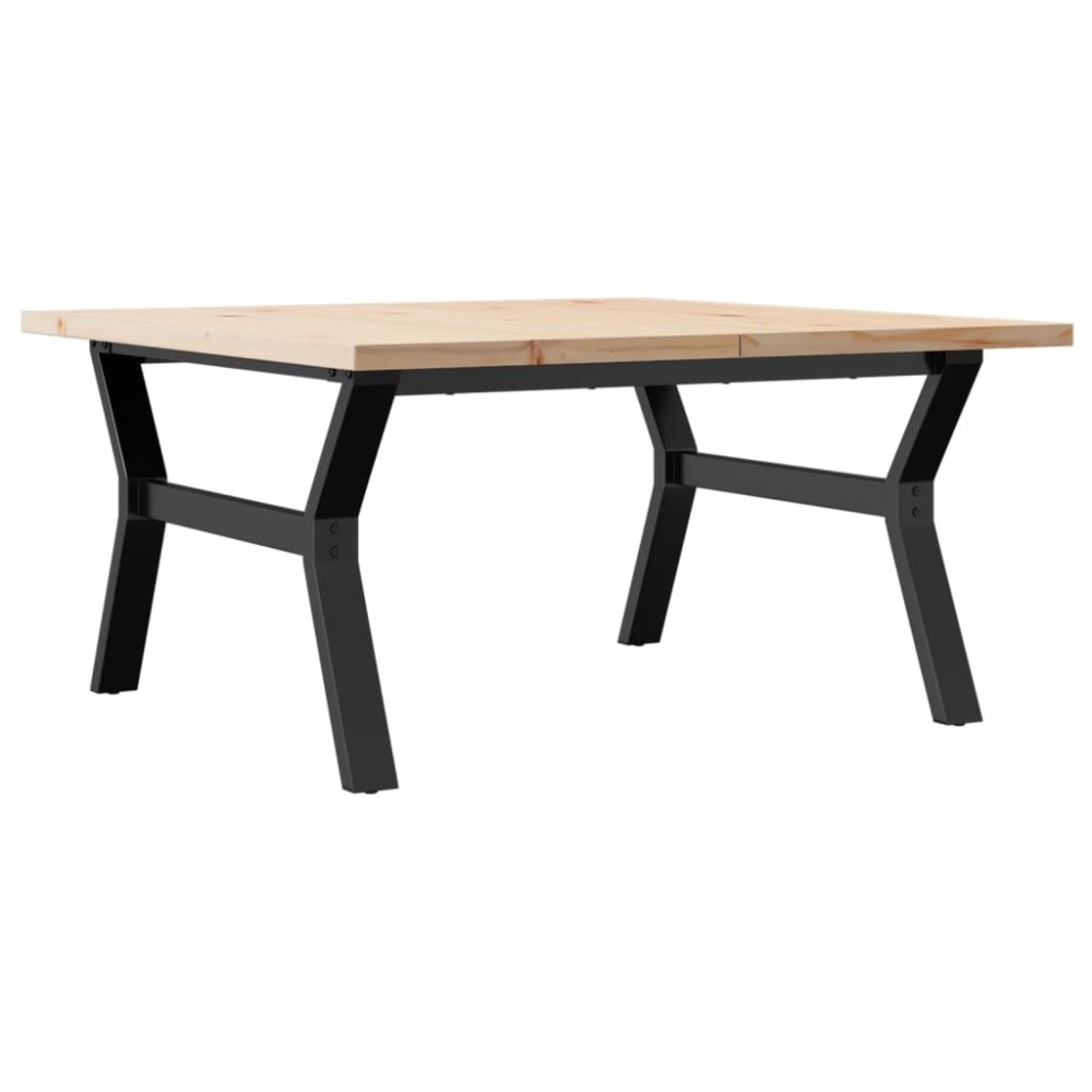 vidaXL Masă de cafea, cadru Y, 90x90x45,5 cm, lemn masiv pin și Oţel