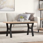 vidaXL Masă de cafea, cadru Y, 100x50x45,5 cm, lemn masiv pin și Oţel