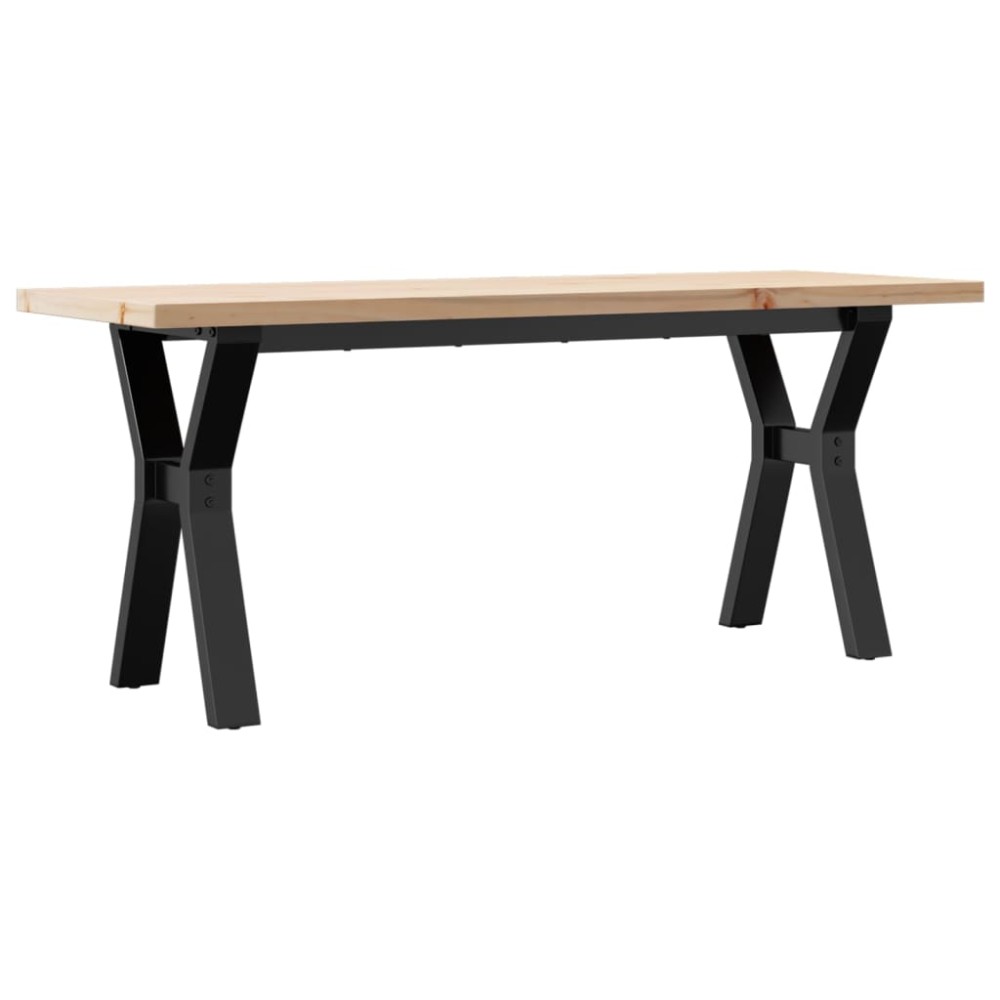 vidaXL Masă de cafea, cadru Y, 110x40x45,5 cm, lemn masiv pin și Oţel
