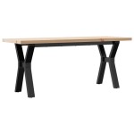 vidaXL Masă de cafea, cadru Y, 110x40x45,5 cm, lemn masiv pin și Oţel vidaXL Masă de cafea, cadru Y, 110x40x45,5 cm, lemn masiv pin și Oţel