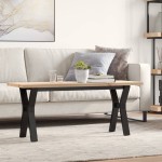 vidaXL Masă de cafea, cadru Y, 110x40x45,5 cm, lemn masiv pin și Oţel vidaXL Masă de cafea, cadru Y, 110x40x45,5 cm, lemn masiv pin și Oţel