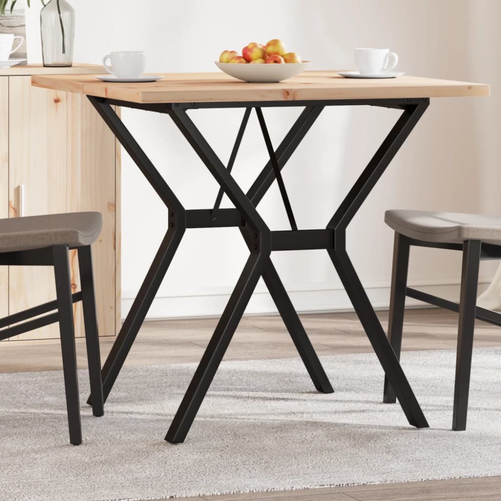 vidaXL Masă bucătărie, cadru Y, 80x80x75,5 cm lemn masiv pin și Oţel