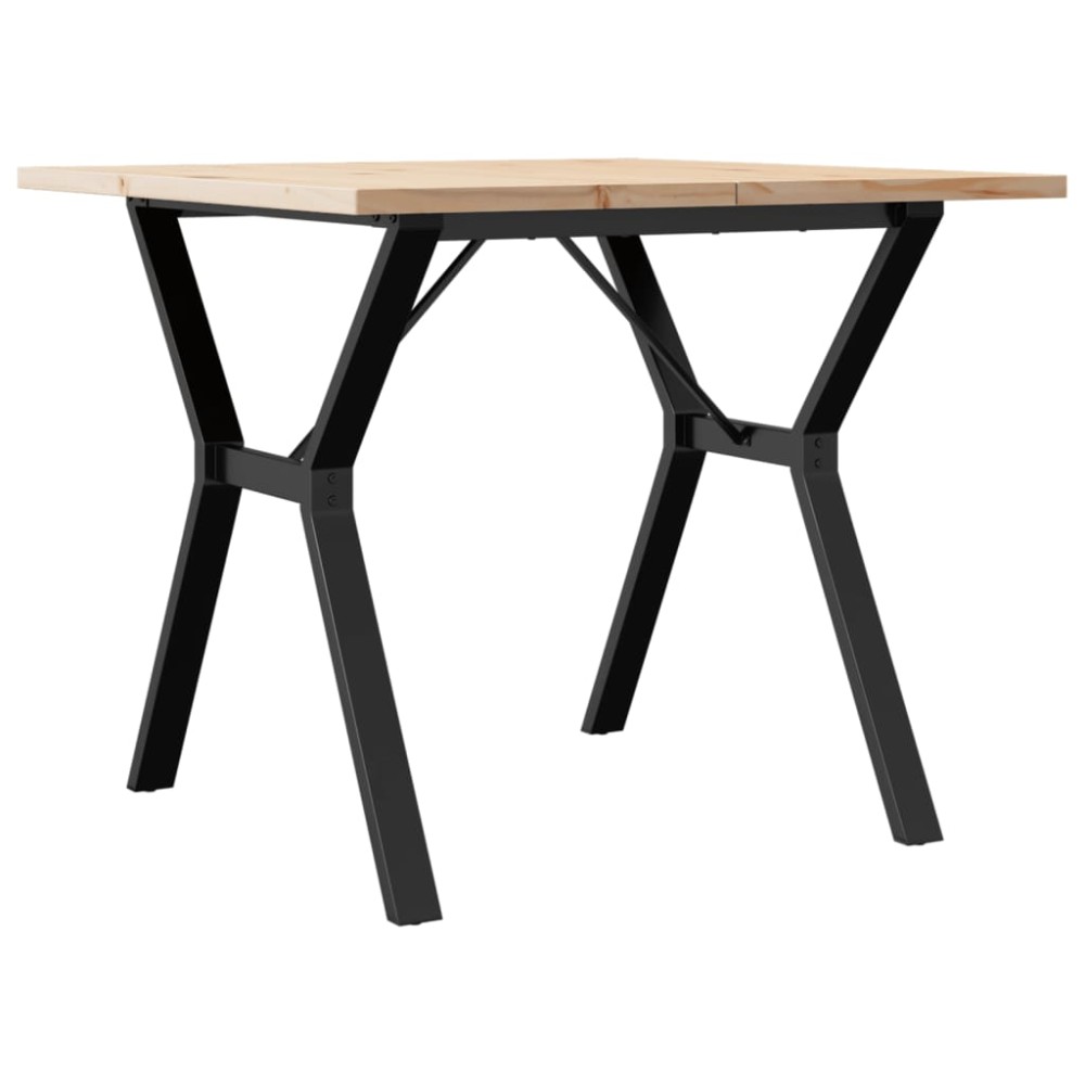 vidaXL Masă bucătărie, cadru Y, 90x90x75,5 cm lemn masiv pin și Oţel