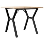 vidaXL Masă bucătărie, cadru Y, 90x90x75,5 cm lemn masiv pin și Oţel