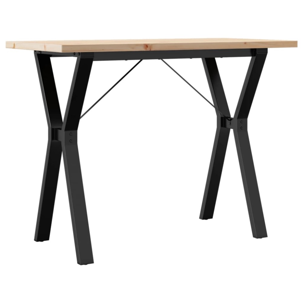 vidaXL Masă bucătărie, cadru Y, 100x50x75,5 cm lemn masiv pin și Oţel