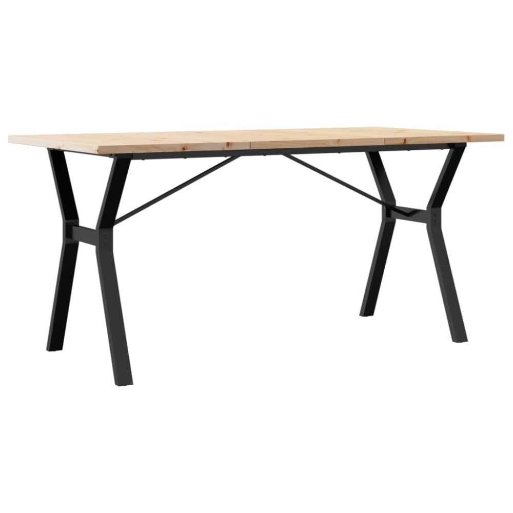 vidaXL Masă bucătărie, cadru Y, 140x80x75,5 cm lemn masiv pin și Oţel