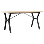 vidaXL Masă bucătărie, cadru Y, 140x80x75,5 cm lemn masiv pin și Oţel