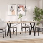 vidaXL Masă bucătărie, cadru Y, 140x80x75,5 cm lemn masiv pin și Oţel
