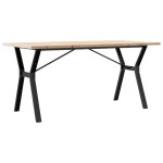 vidaXL Masă bucătărie, cadru Y, 140x80x75,5 cm lemn masiv pin și Oţel