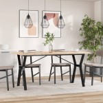 vidaXL Masă bucătărie, cadru Y, 160x80x75,5 cm lemn masiv pin și Oţel vidaXL Masă bucătărie, cadru Y, 160x80x75,5 cm lemn masiv pin și Oţel