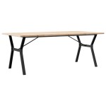 vidaXL Masă bucătărie, cadru Y, 200x100x75,5cm lemn masiv pin și Oţel