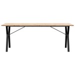 vidaXL Masă bucătărie, cadru Y, 200x100x75,5cm lemn masiv pin și Oţel