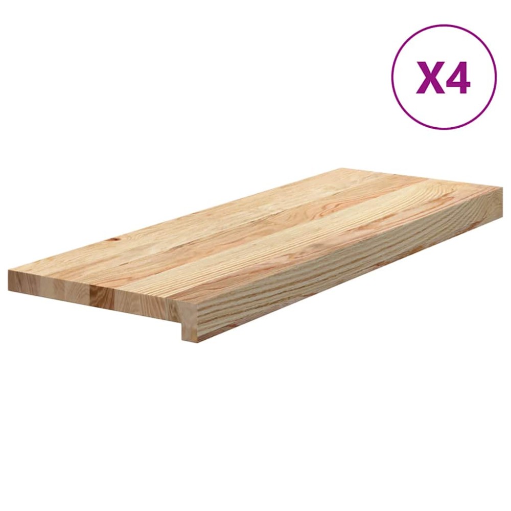 vidaXL Trepte scari 4 buc Stejar masiv netratat 70x25x2 cm