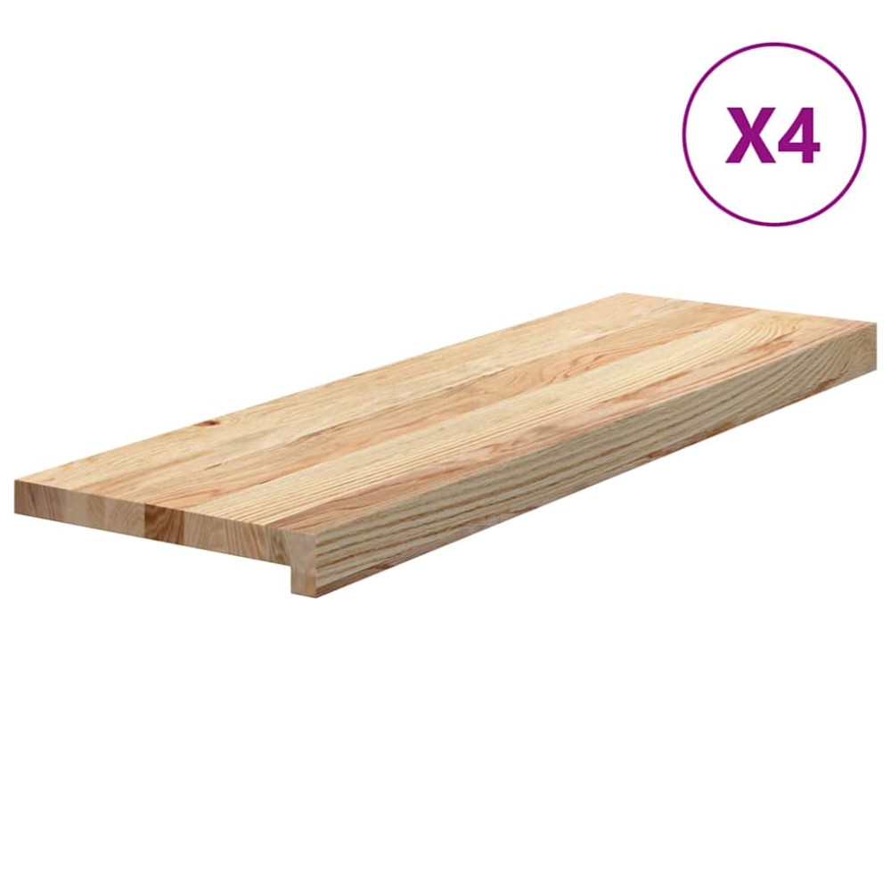 vidaXL Trepte scari 4 buc Stejar masiv netratat 80x30x2 cm