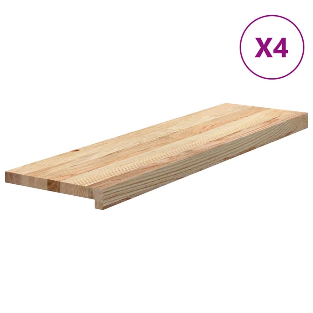 vidaXL Trepte scari 4 buc Stejar masiv netratat 90x30x2 cm