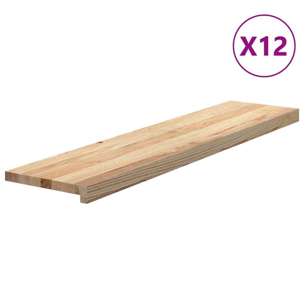 vidaXL Trepte scari 12 buc Stejar masiv netratat 110x25x2 cm